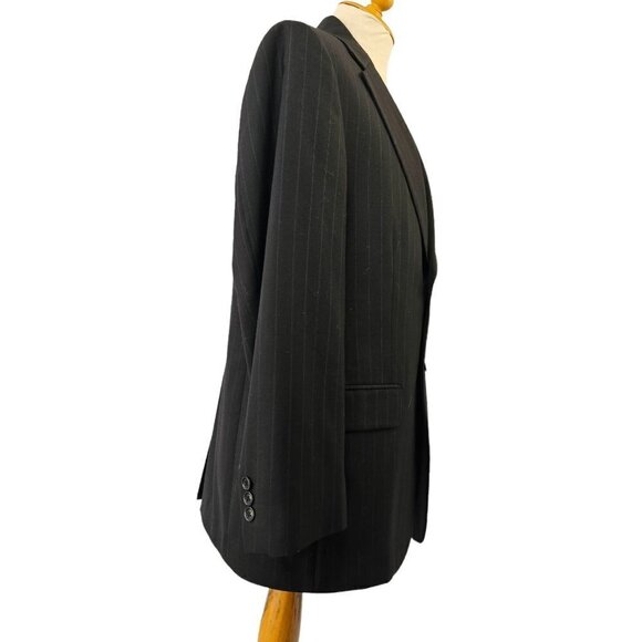 TownCraft JC Penny Navy Blue Pinstripe 2 Button Sport Coat Poly Wool Size 38S - Picture 7 of 11